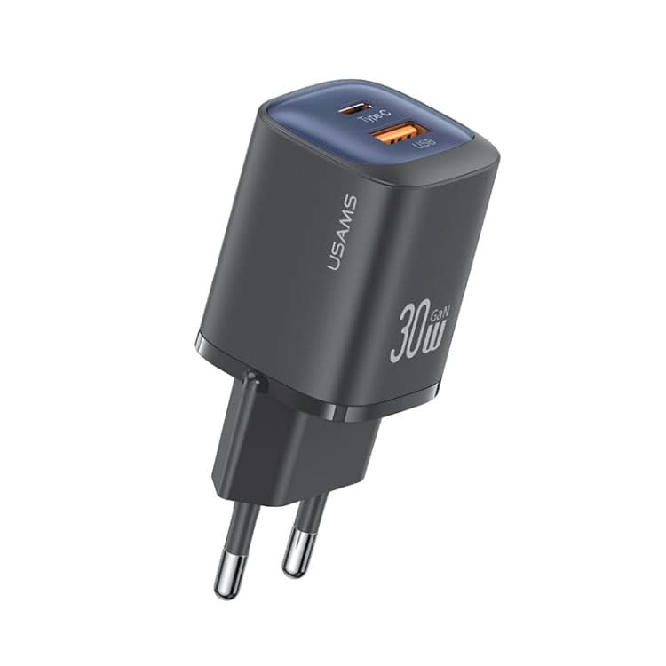 USAMS CC254 30W USB+USB-C / Type-C Dual Port GaN Fast Charger, EU Plug