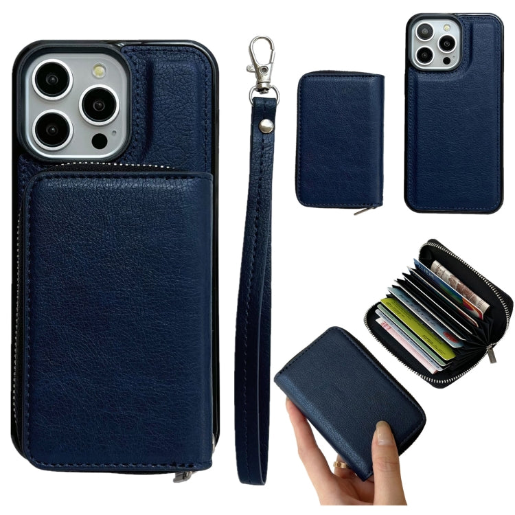 Solid Color Zipper 11-Card Slots Bag Phone Case with Lanyard, Series 2