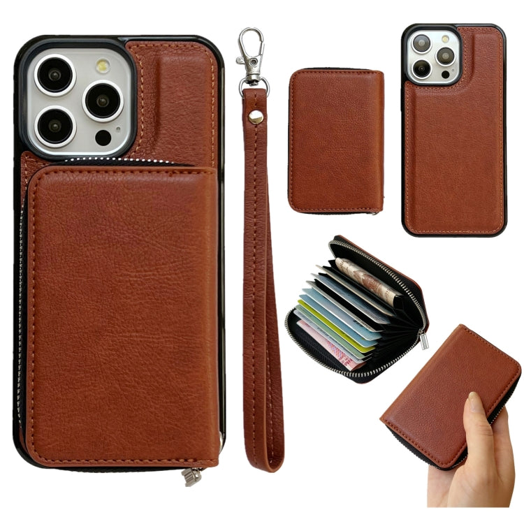 Solid Color Zipper 11-Card Slots Bag Phone Case with Lanyard, Series 2