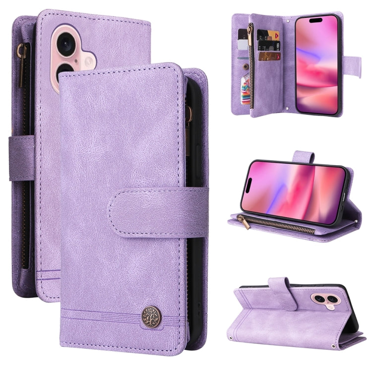 Skin Feel Multi-Card Wallet Zipper Leather Phone Case