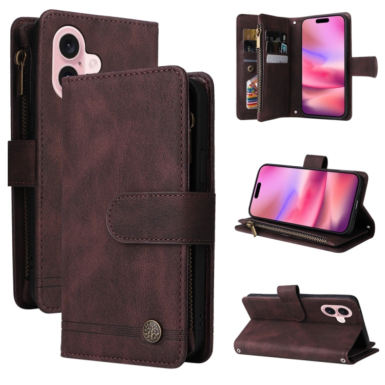 Skin Feel Multi-Card Wallet Zipper Leather Phone Case