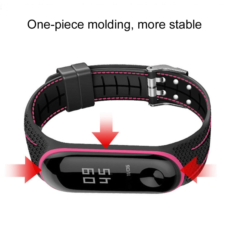 For Xiaomi Mi Band 4 / 3 Silicone Two-color Thread Replacement Strap Watchband