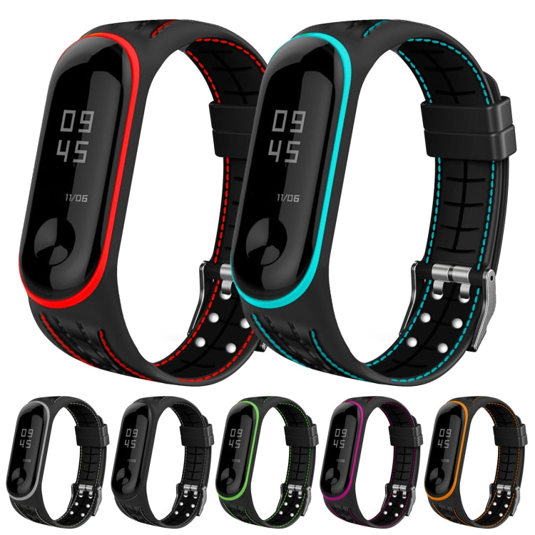 For Xiaomi Mi Band 4 / 3 Silicone Two-color Thread Replacement Strap Watchband