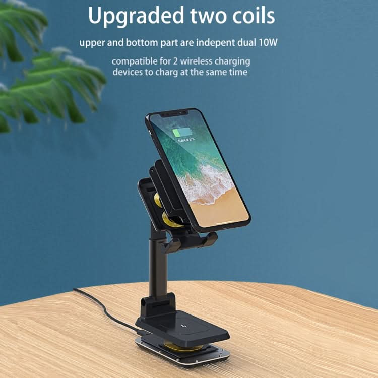 T6 2 in 1 Portable Folding Stand Wireless Charging