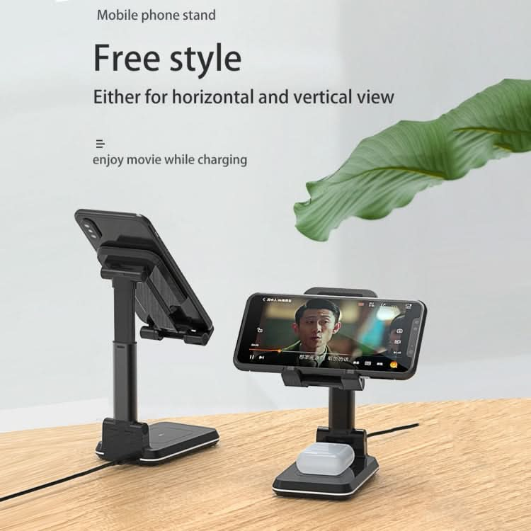 T6 2 in 1 Portable Folding Stand Wireless Charging