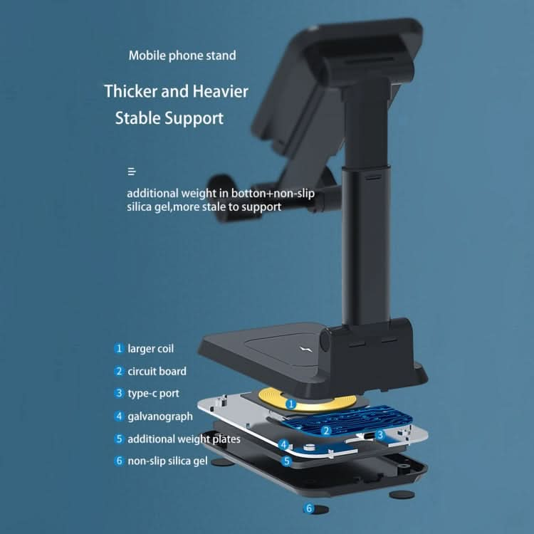 T6 2 in 1 Portable Folding Stand Wireless Charging