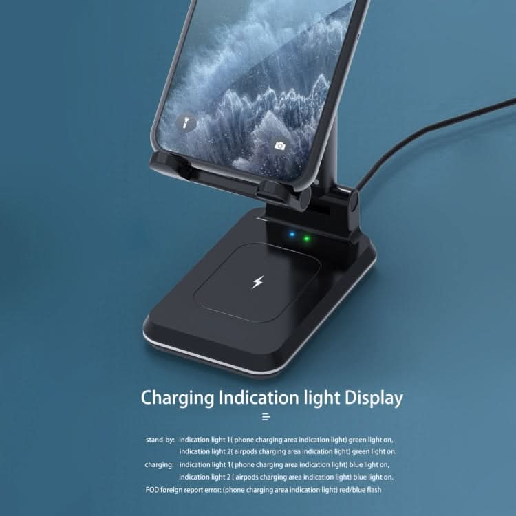 T6 2 in 1 Portable Folding Stand Wireless Charging