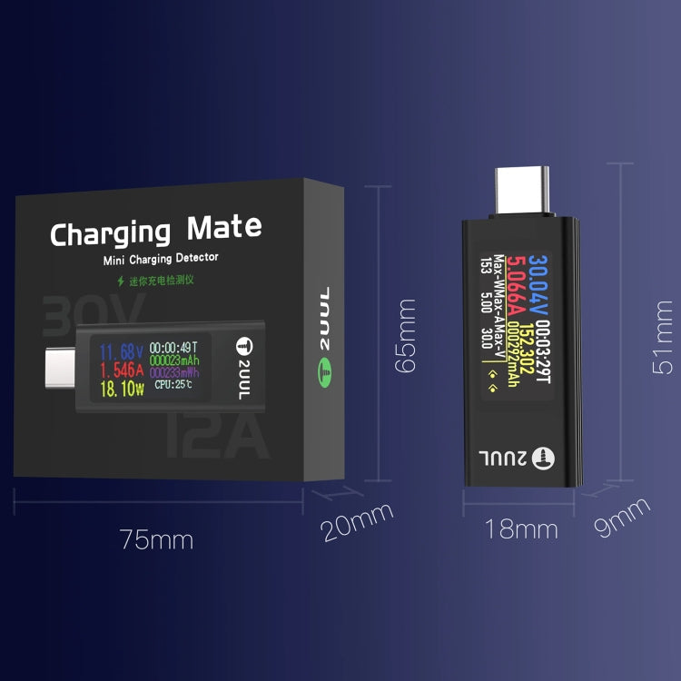 2UUL Charging Mate Type-C Mini Charging Detector with Bidirectional Current Test-Reluova