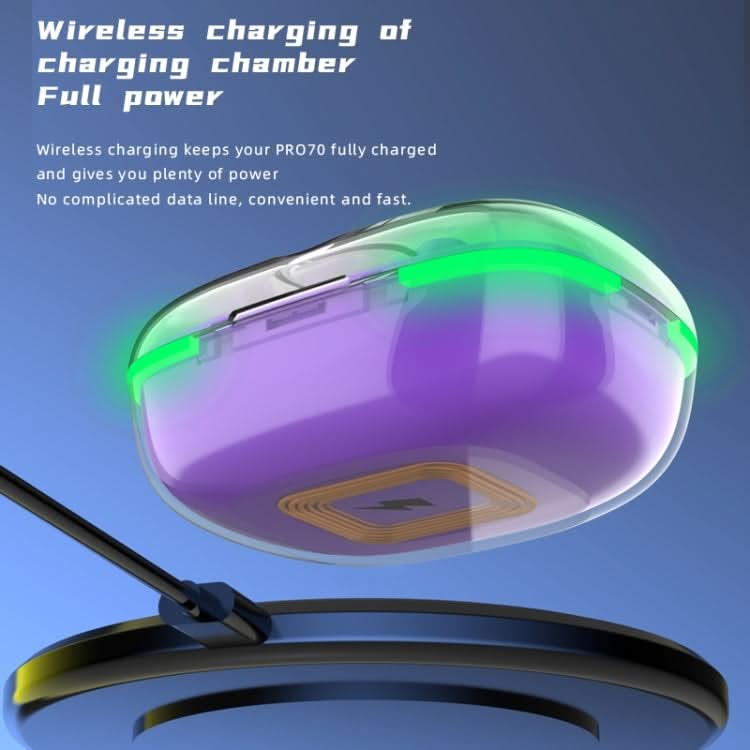 Pro 70+ Intelligent Digital Display V5.3 Bluetooth Earphones Support Wireless Charging