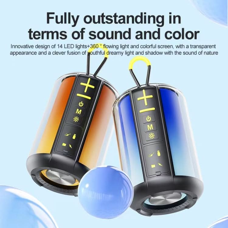 AEC S16 Portable LED Light Rainbow RGB Bluetooth Wireless TWS Speaker