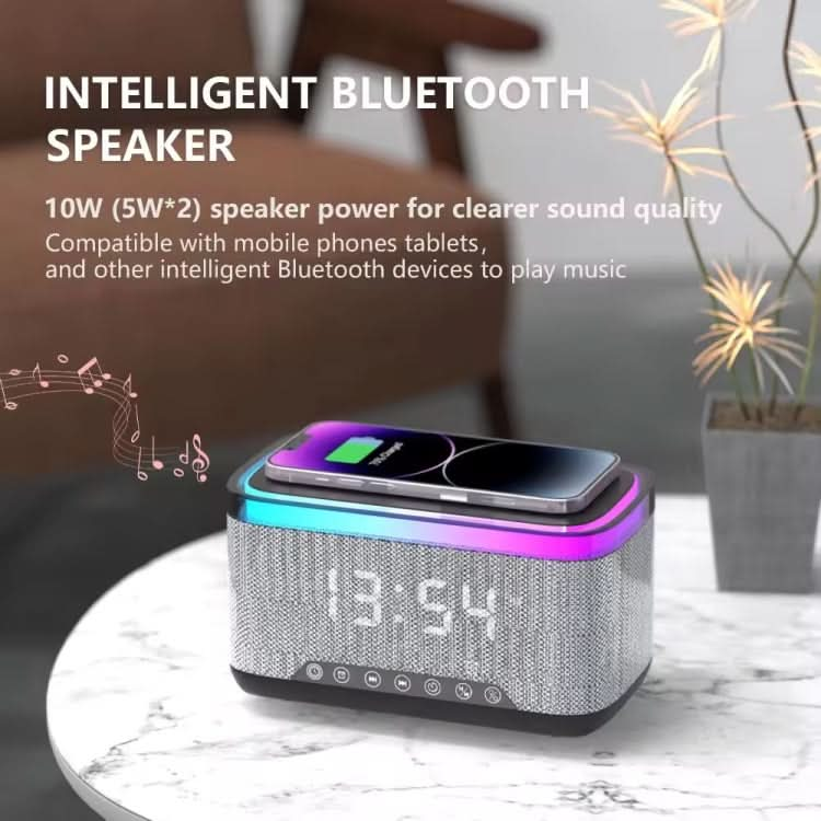 AEC S300 Portable 10W Power Multifunction Bluetooth Speaker Alarm Clock Wireless Charger