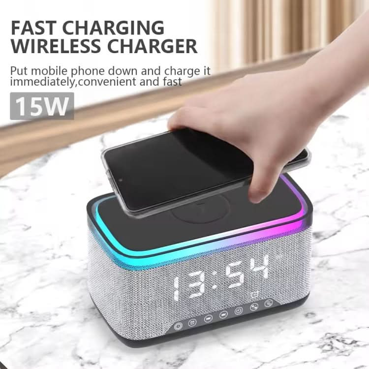 AEC S300 Portable 10W Power Multifunction Bluetooth Speaker Alarm Clock Wireless Charger