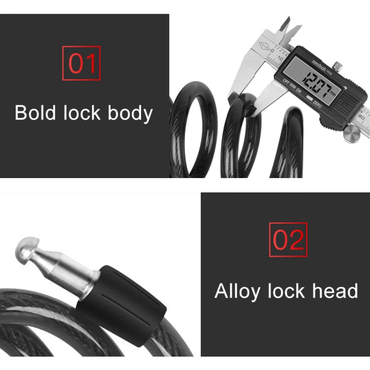 Bicycle Portable Anti-theft Lock Steel Cable Lock with Lock Frame Reluova