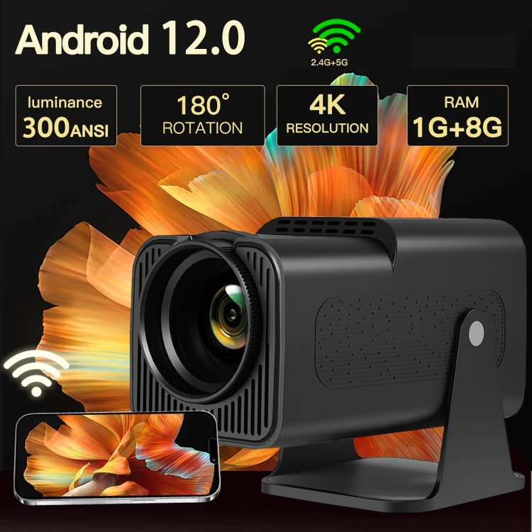 Y6S 4K Android 12.0 Portable Home HD Mini WiFi Projector