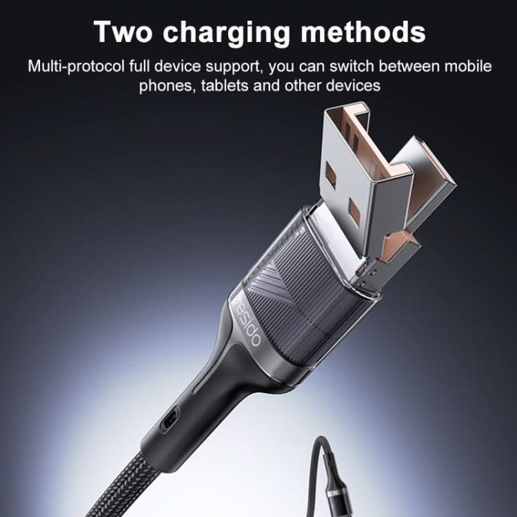 Yesido CA165C 60W USB + USB-C / Type-C to USB-C / Type-C 2 in 1 Fast Charging Data Cable