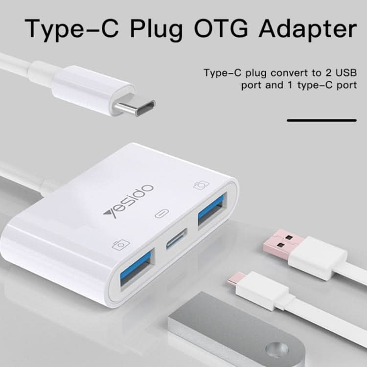 Yesido GS17 USB-C / Type-C to Dual USB + USB-C / Type-C OTG Adapter