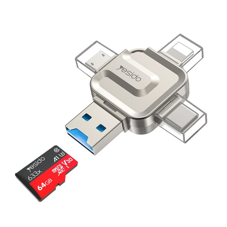 Yesido GS23 USB 3.0 to USB-C / Type-C + Micro USB + 8 Pin 4 in 1 OTG Adapter