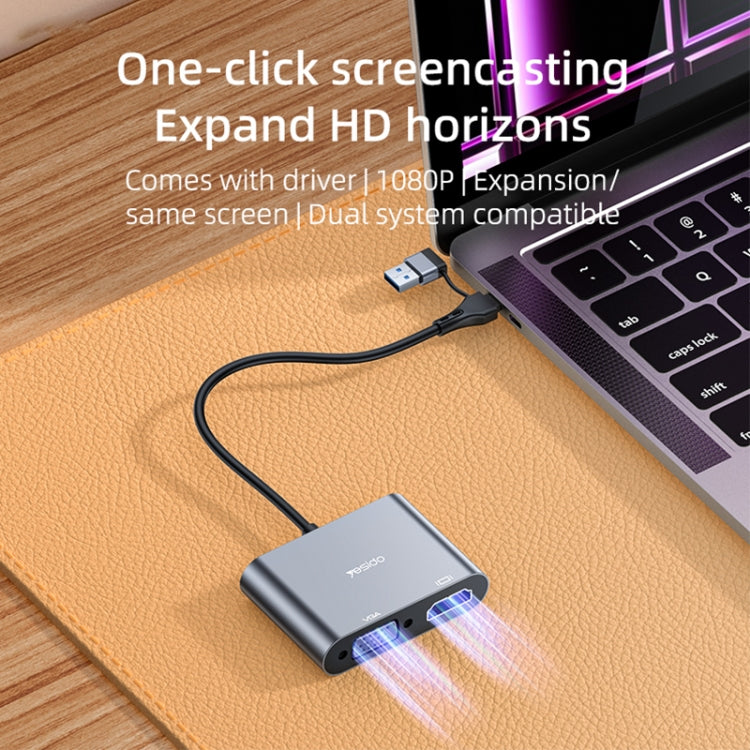 Yesido HM15 USB-C / Type-C + USB 2.0 Interface HDTV Split Screen Adapter