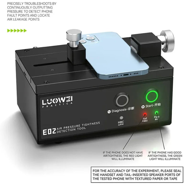 Luowei LW-E02 Phone Airtightness Electric Tester Supports Positive / Negative Pressure Test, US Plug