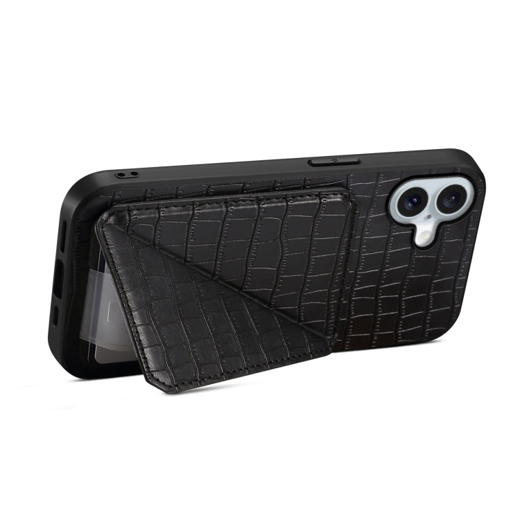 Imitation Crocodile Leather Back Phone Case with Holder