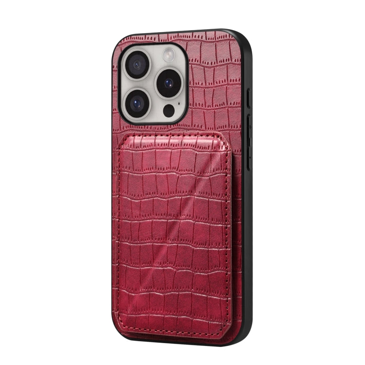 Imitation Crocodile Leather Back Phone Case with Holder