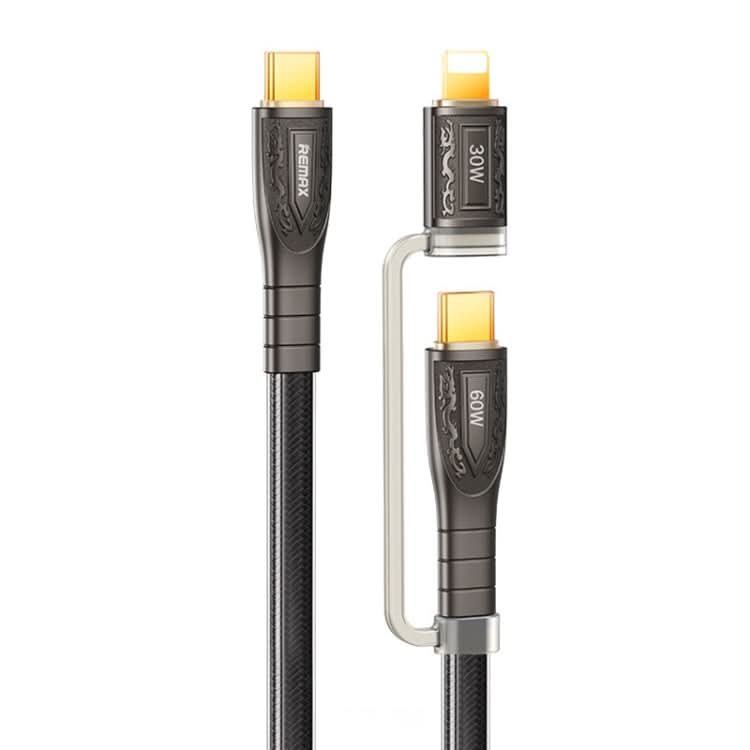 REMAX RC-C165 Prime 1.2m 60W Type-C to Type-C + 8 Pin Braided Fast Charging Cable