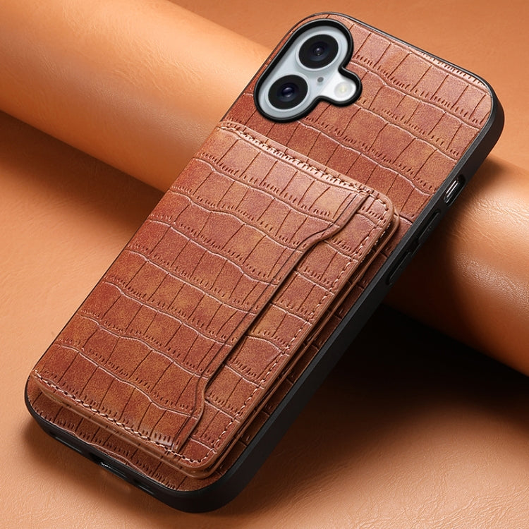 Crocodile Texture Card Bag Design Full Coverage Phone Case