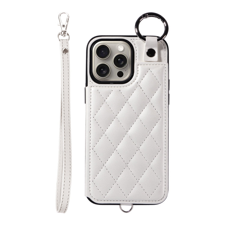 Rhombic Texture Card Bag Phone Case with Short Lanyard, Series 2