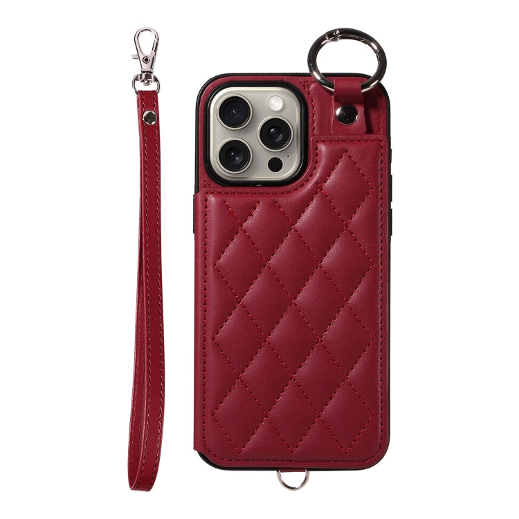 Rhombic Texture Card Bag Phone Case with Short Lanyard, Series 2