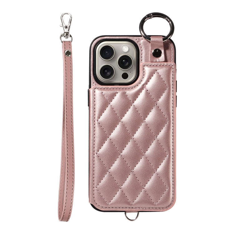 Rhombic Texture Card Bag Phone Case with Short Lanyard, Series 2