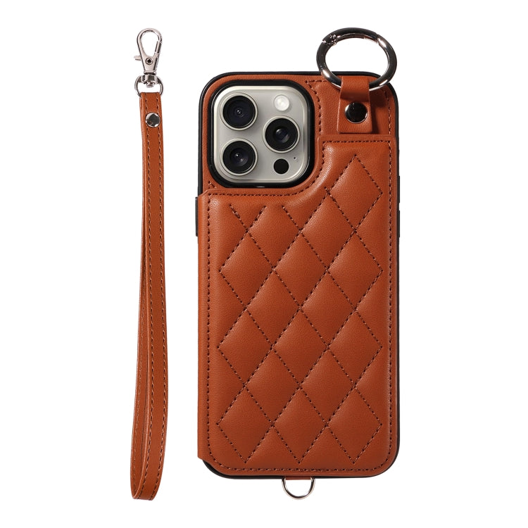 Rhombic Texture Card Bag Phone Case with Short Lanyard, Series 2