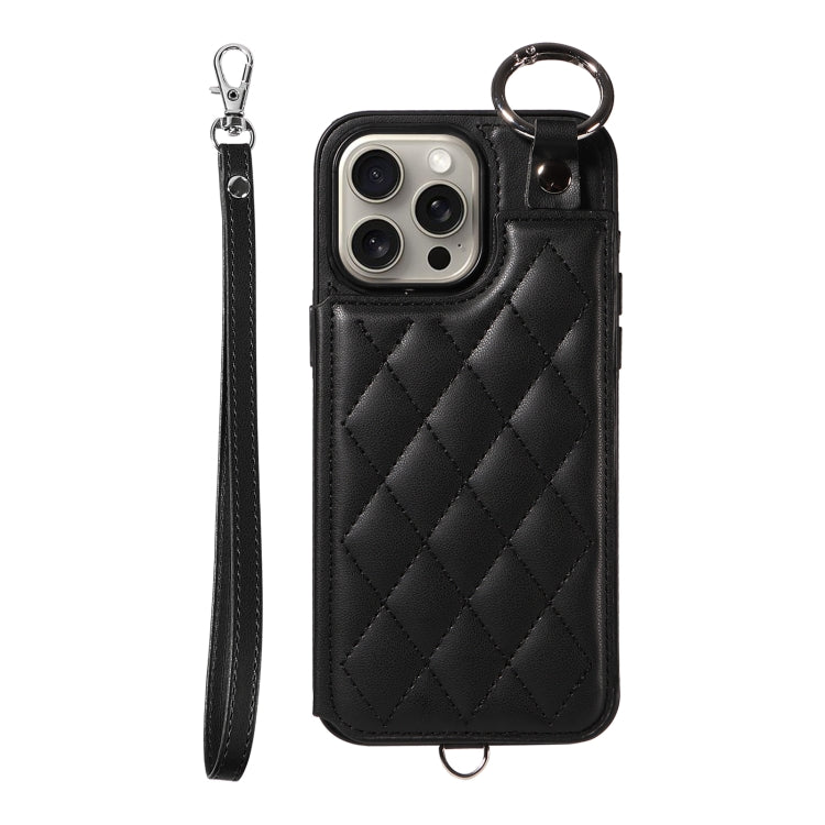 Rhombic Texture Card Bag Phone Case with Short Lanyard, Series 2