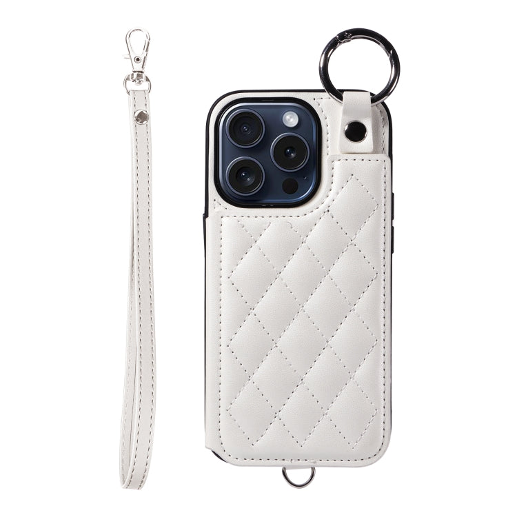 Rhombic Texture Card Bag Phone Case with Short Lanyard, Series 6