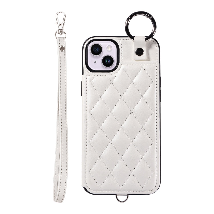 Rhombic Texture Card Bag Phone Case with Short Lanyard, Series 4