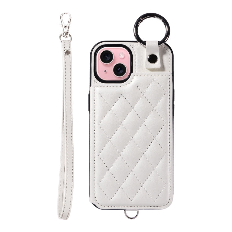 Rhombic Texture Card Bag Phone Case with Short Lanyard, Series 5