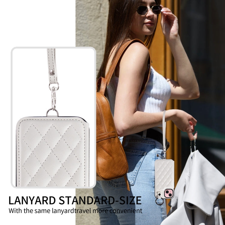 Rhombic Texture Card Bag Phone Case with Short Lanyard, Series 5