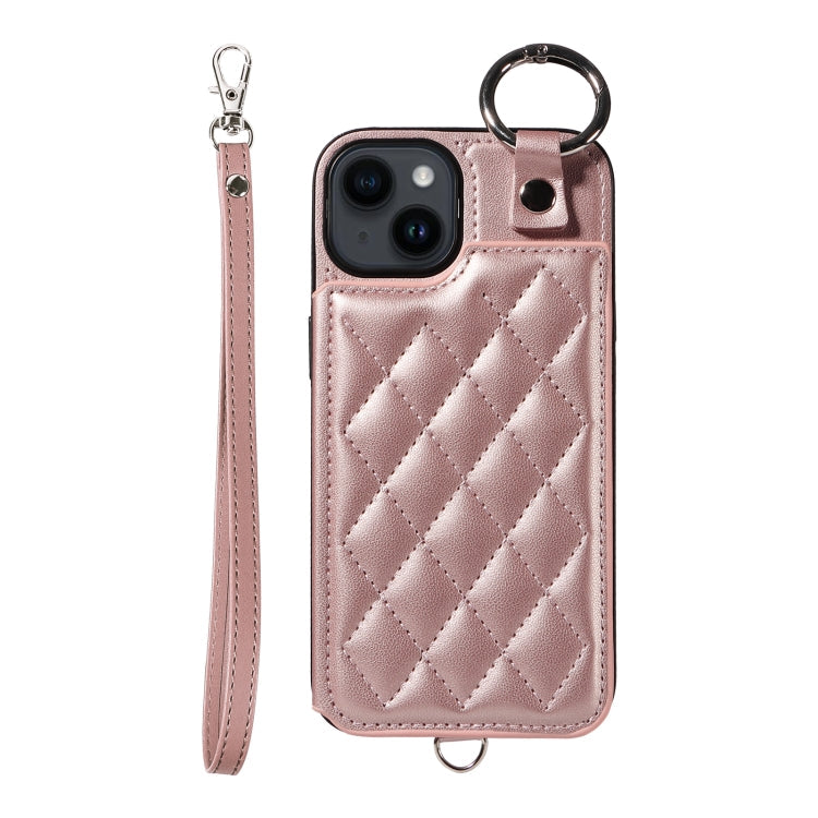 Rhombic Texture Card Bag Phone Case with Short Lanyard, Series 2