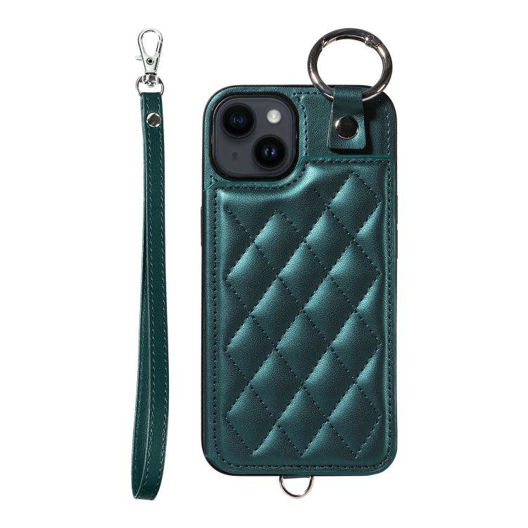 Rhombic Texture Card Bag Phone Case with Short Lanyard, Series 2