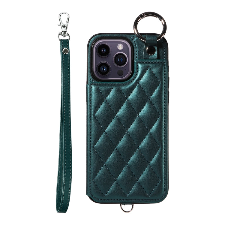 Rhombic Texture Card Bag Phone Case with Short Lanyard, Series 3