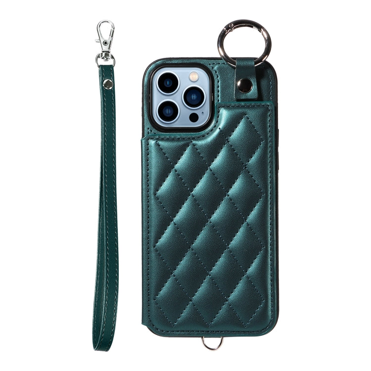 Rhombic Texture Card Bag Phone Case with Short Lanyard, Series 3