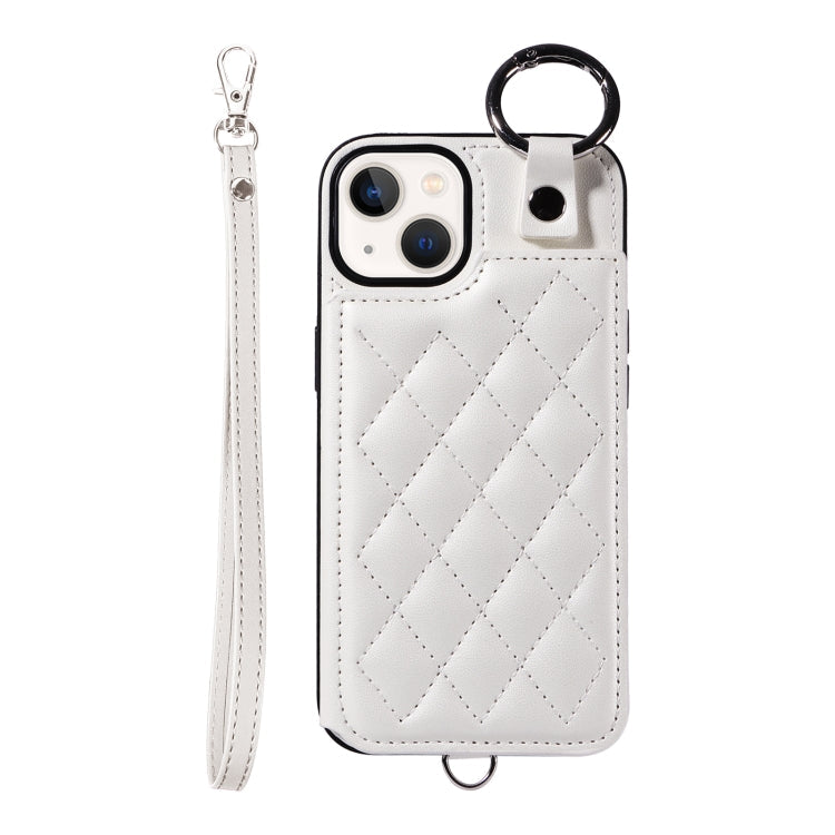 Rhombic Texture Card Bag Phone Case with Short Lanyard, Series 6