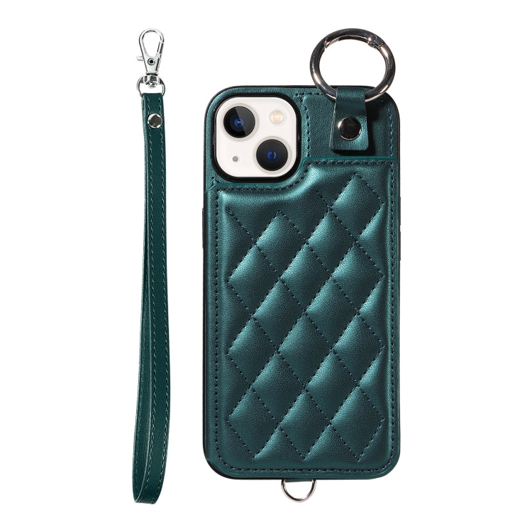 Rhombic Texture Card Bag Phone Case with Short Lanyard, Series 6