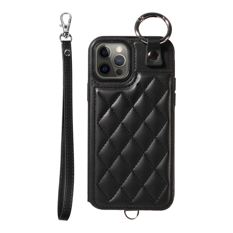 Rhombic Texture Card Bag Phone Case with Short Lanyard, Series 5