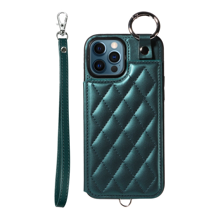 Rhombic Texture Card Bag Phone Case with Short Lanyard, Series 4