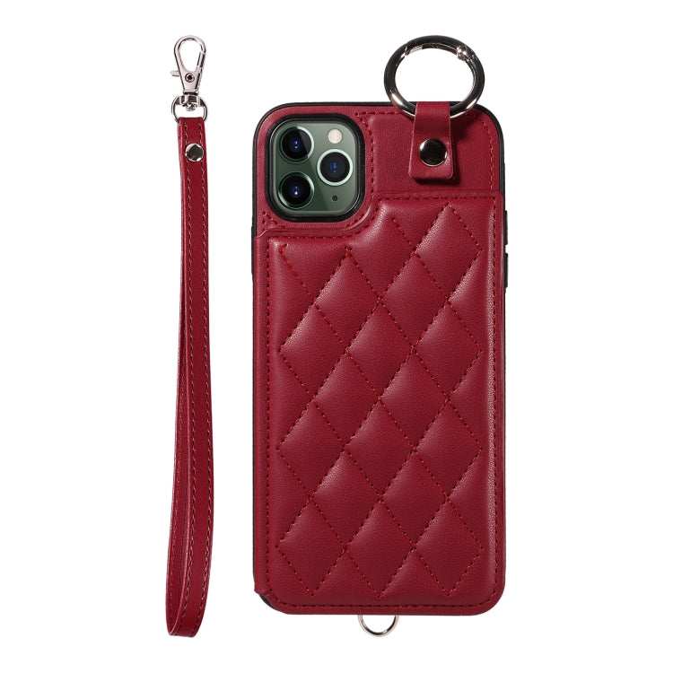 Rhombic Texture Card Bag Phone Case with Short Lanyard, Series 2