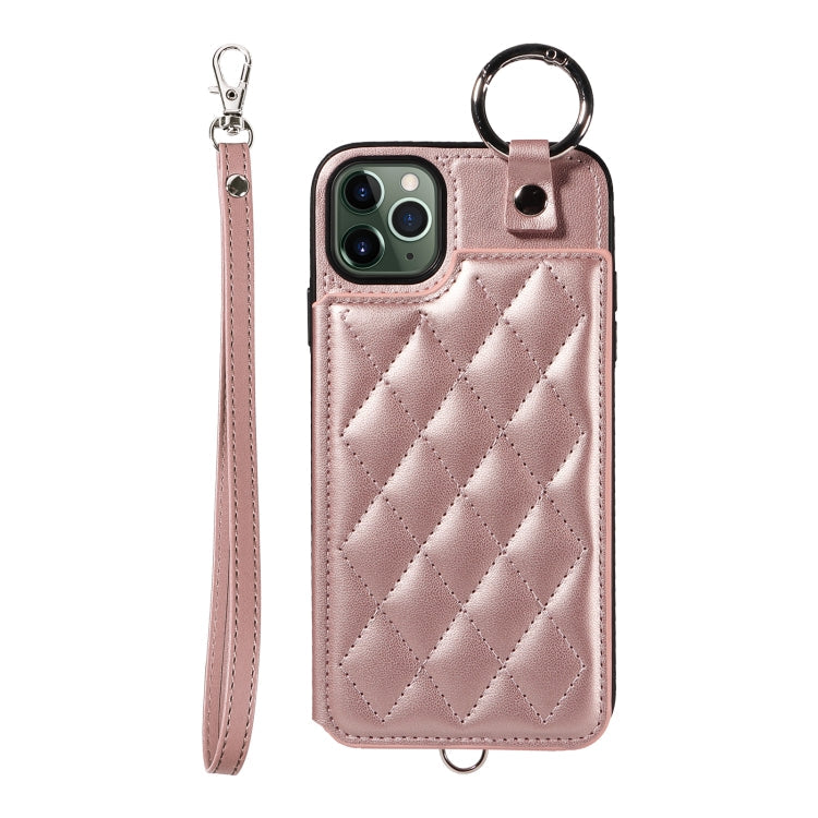 Rhombic Texture Card Bag Phone Case with Short Lanyard, Series 2