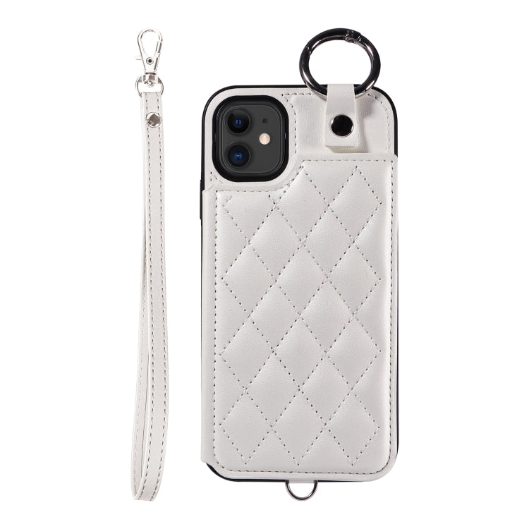 Rhombic Texture Card Bag Phone Case with Short Lanyard, Series 1