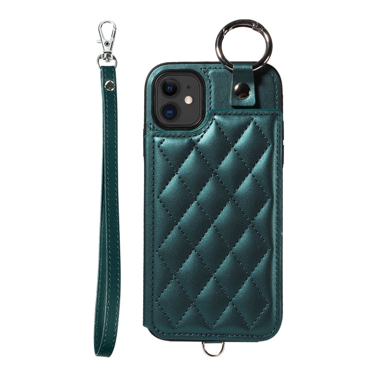 Rhombic Texture Card Bag Phone Case with Short Lanyard, Series 1