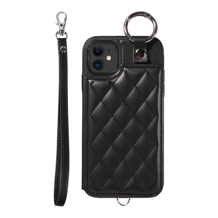 Rhombic Texture Card Bag Phone Case with Short Lanyard, Series 1