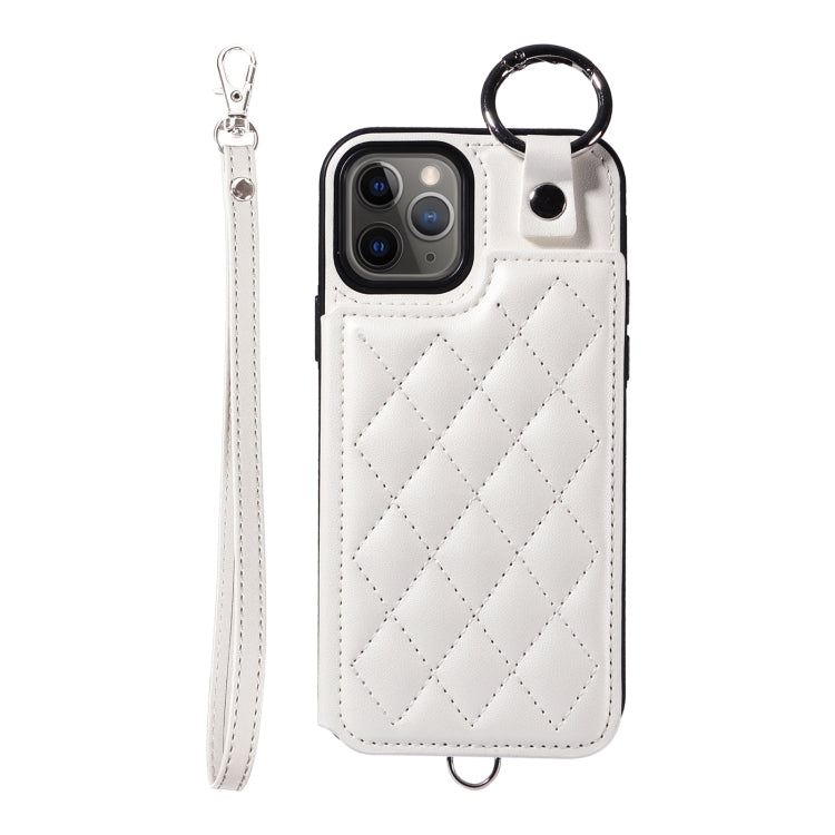 Rhombic Texture Card Bag Phone Case with Short Lanyard, Series 5